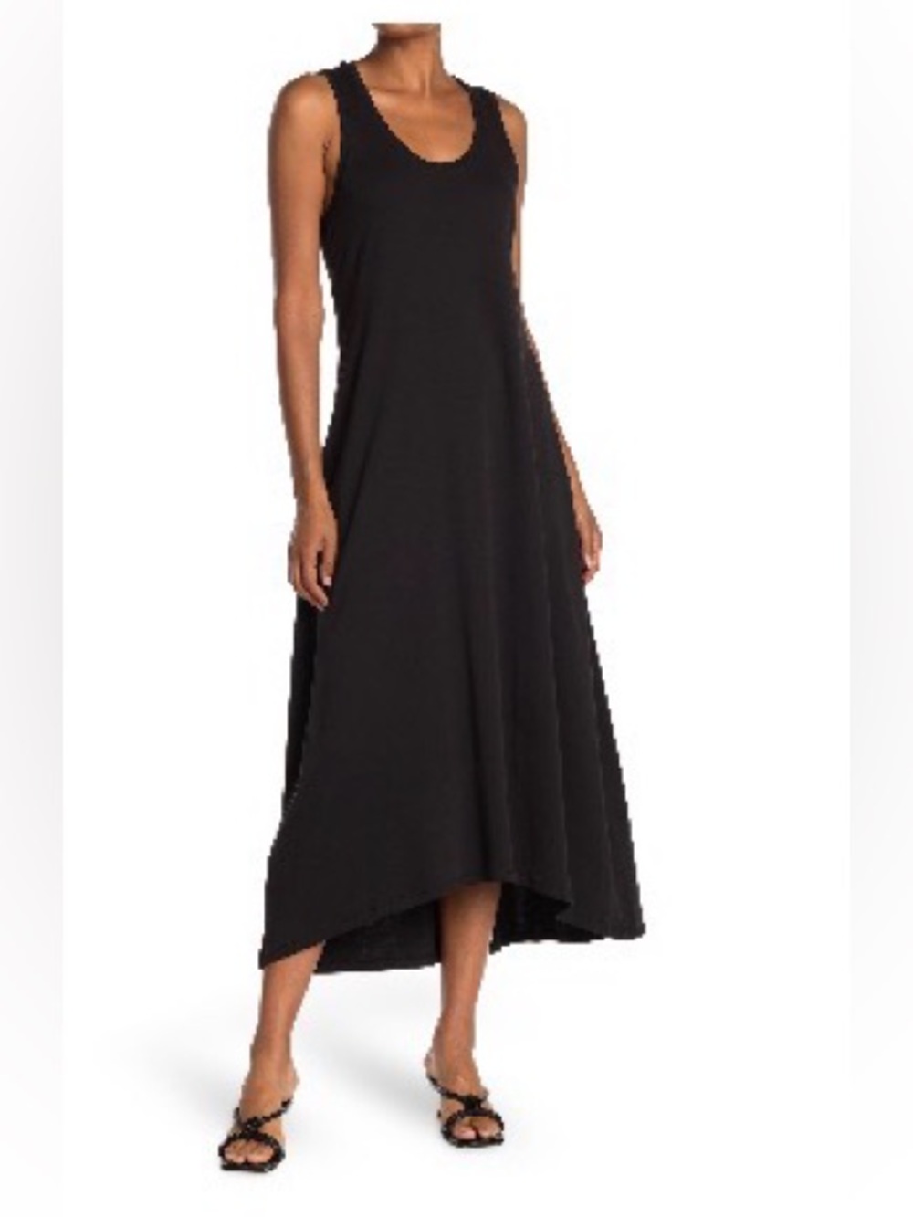 H by Halston Black Sleeveless High-Low Midi Dress